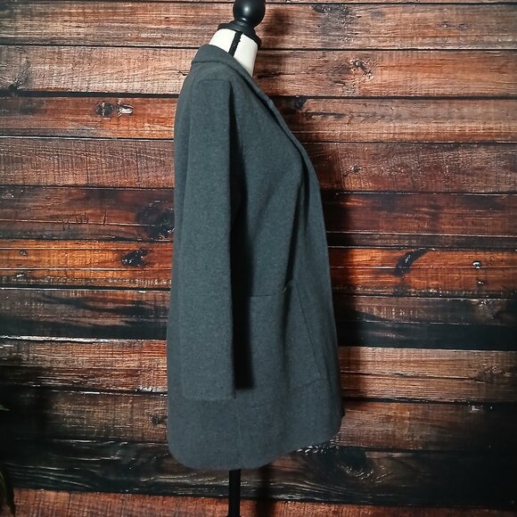 Quince Jacket M Organic Cotton Knit Blazer Open Front Gray - Picture 7 of 9